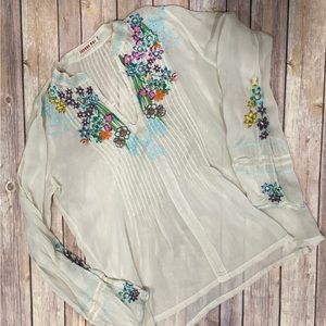 johnny Was embroidered tunic Blouse